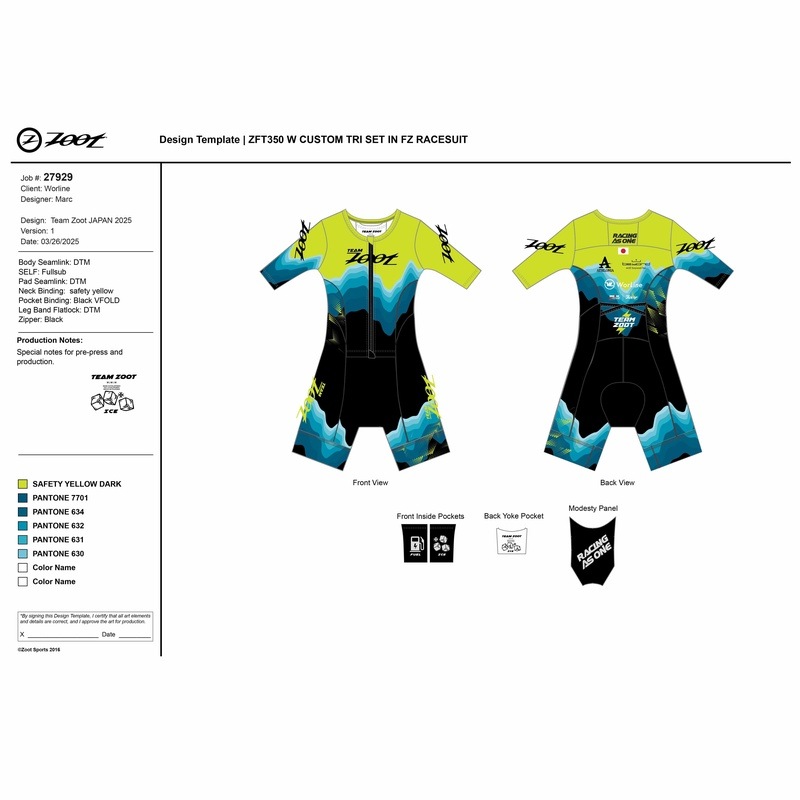 【Team Zoot申し込み者限定】WOMEN'S TRI AERO FZ RACESUIT (Zoot 2025 モデル) レディース トライスーツ ワンピース トライウエア トライアスロン