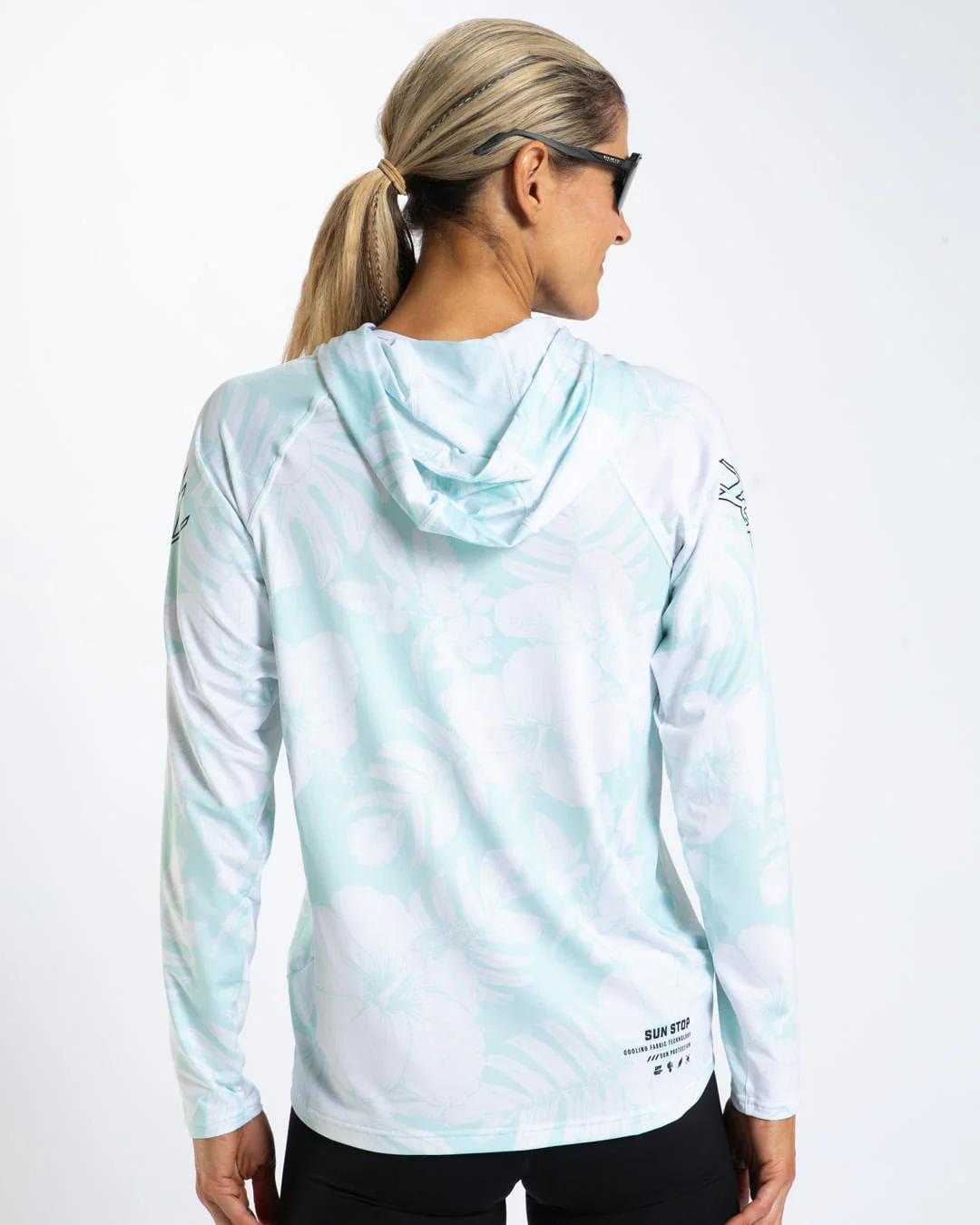 Women's Ltd Run Sun Stop Hoodie (Blue Hawaii) UPF50+ フード付きパーカー フーディー 日焼け、紫外線防止 ZFL1000