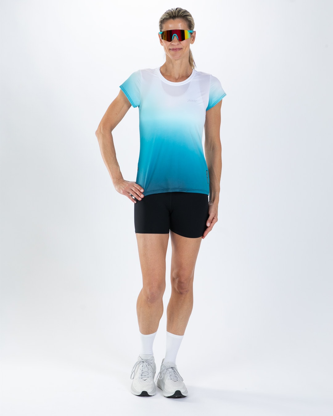 Women ELITE RUN TEE - SUBLIMATED (Sonic Wave) エリートランシャツ ラグジュアリーランTee EFR123011