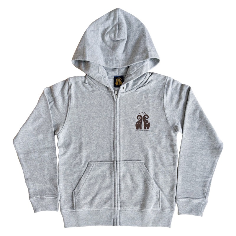 オリジナル 『ぞうさんに注意』パーカー(グレー)