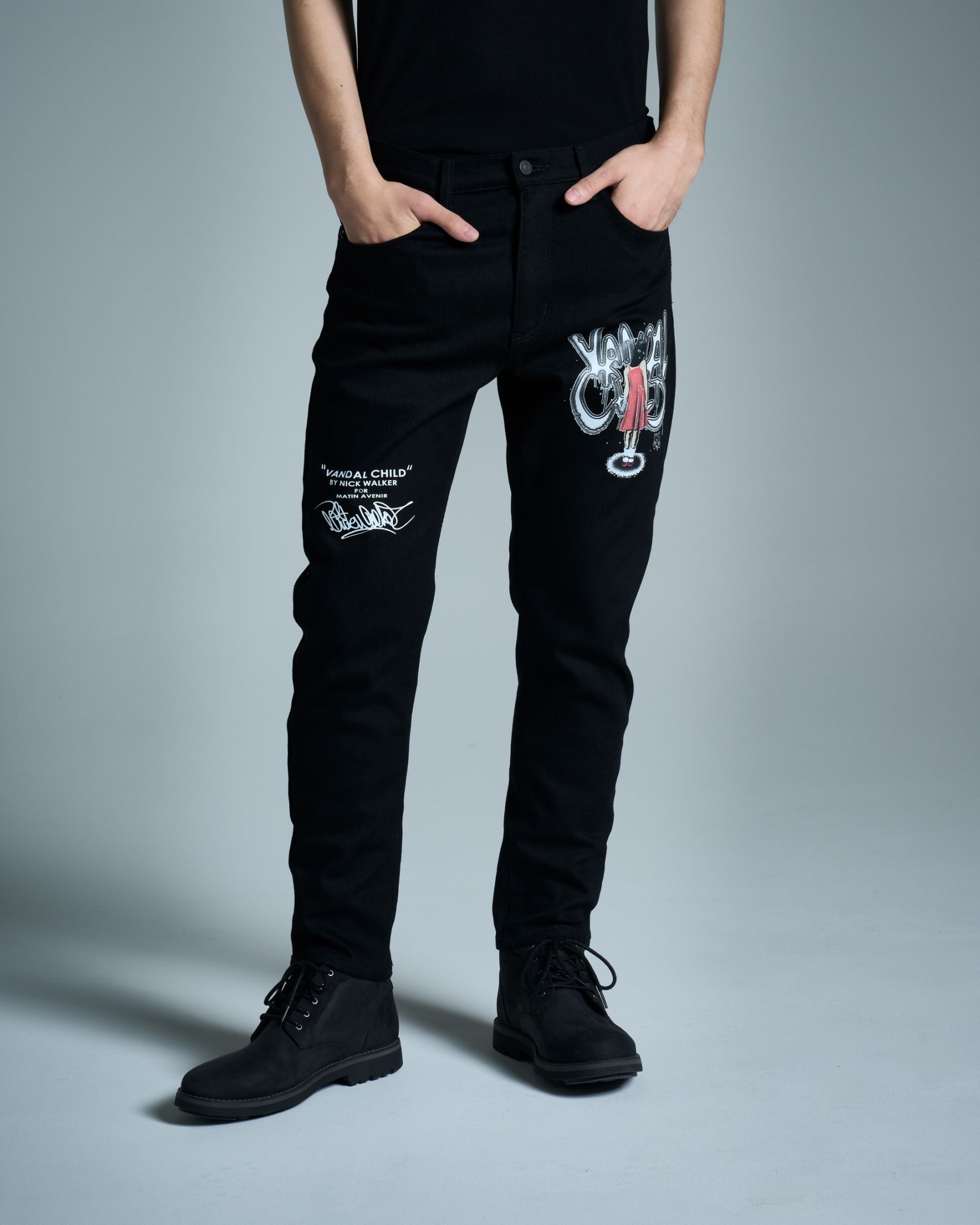 “VANDAL CHILD”BY Nick Walker EDWIN サルエルスキニーストレッチデニム ブラック