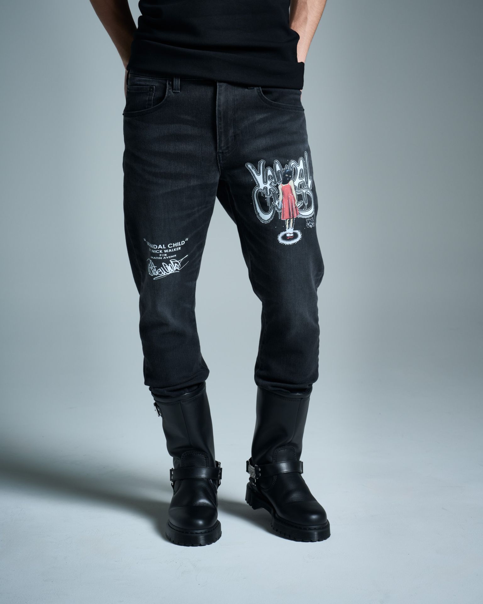 “VANDAL CHILD”BY Nick Walker EDWIN サルエルスキニーストレッチデニム グレー