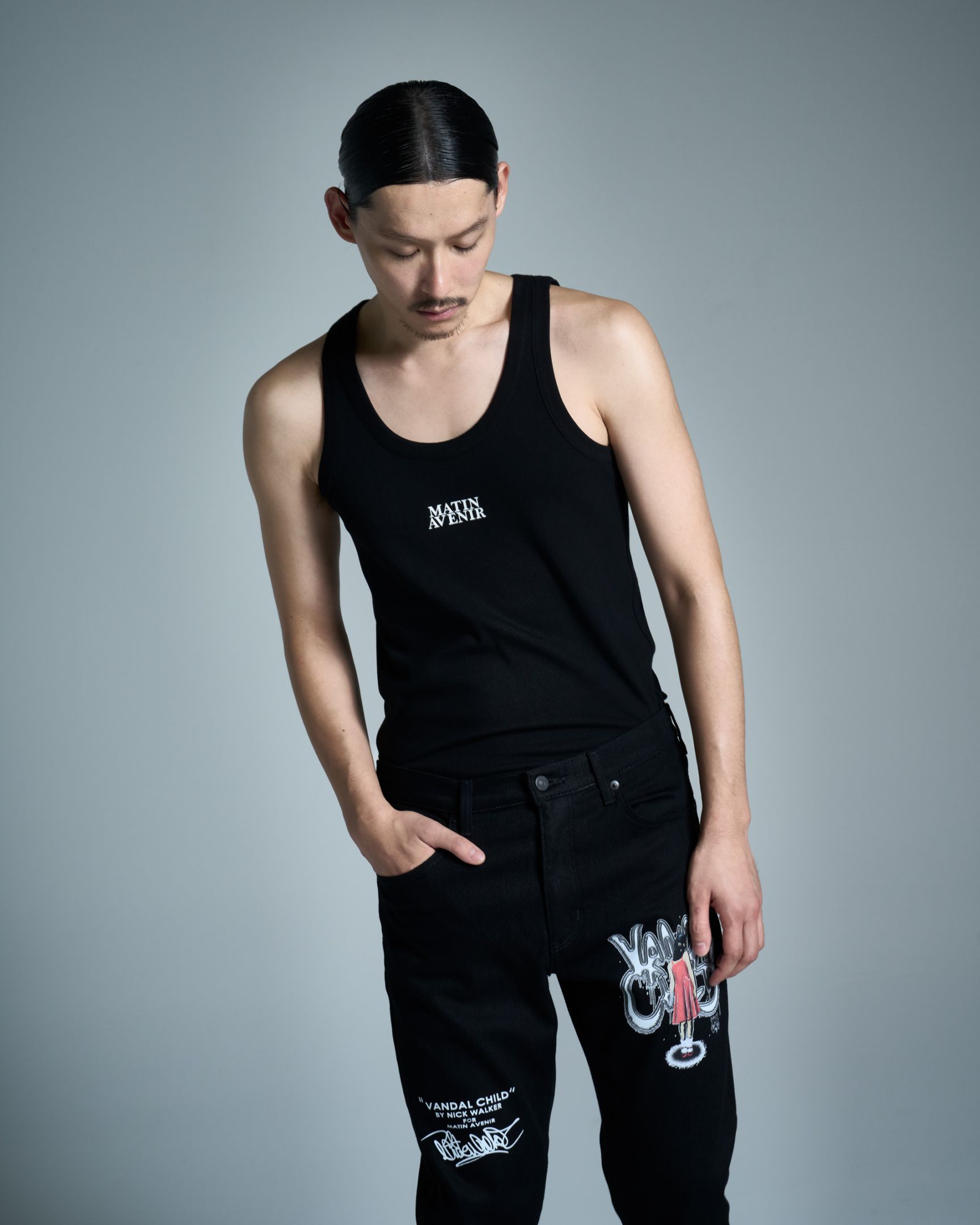 コットンリブタンクトップ ブラック