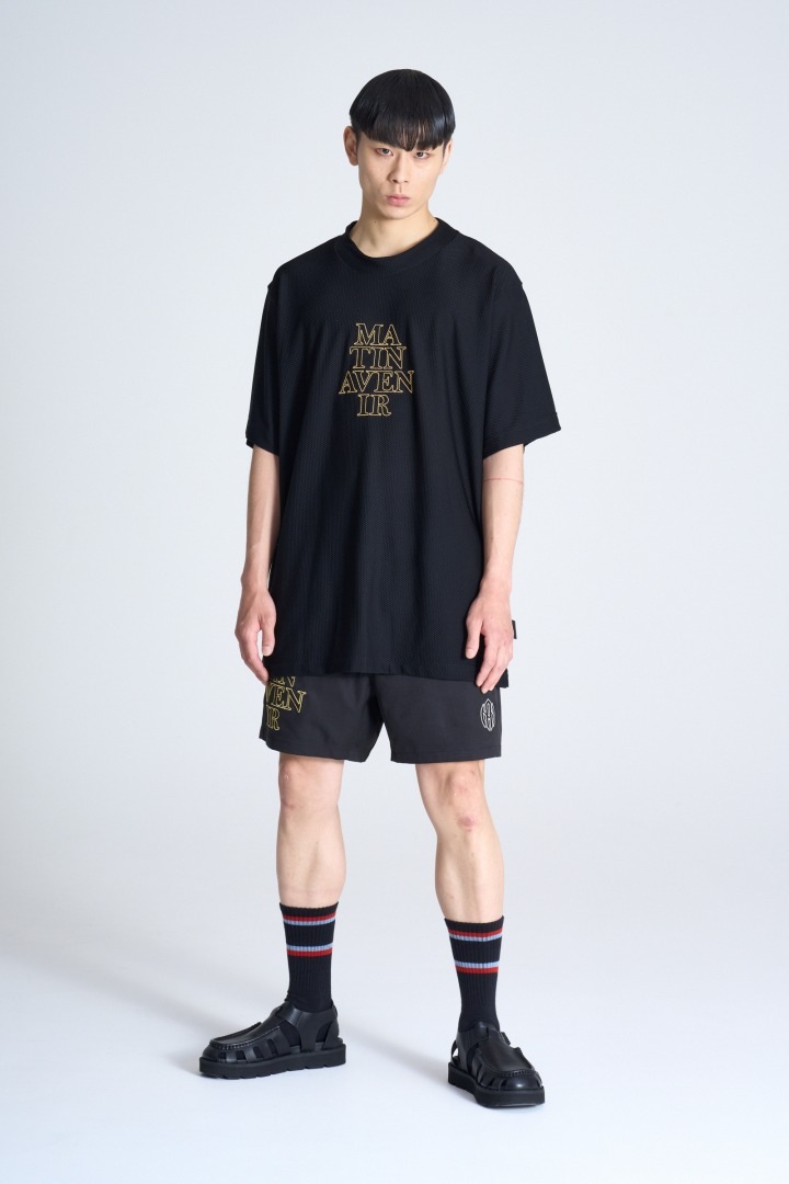 ワッフルメッシュモックネックTシャツ