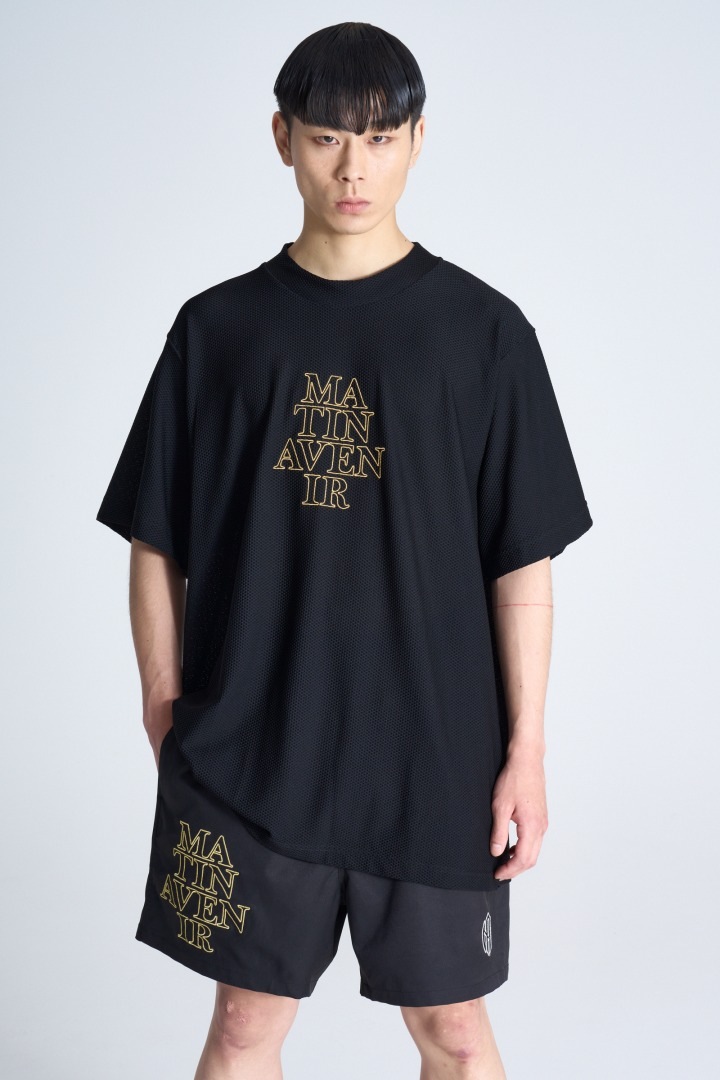 ワッフルメッシュモックネックTシャツ