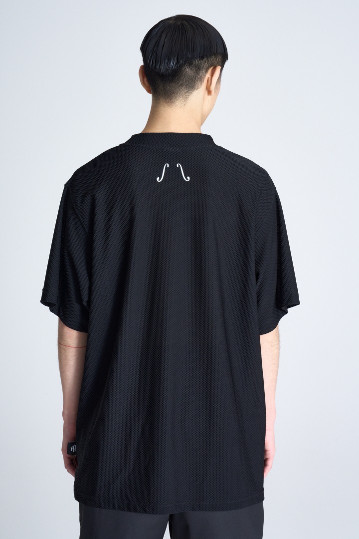 ワッフルメッシュモックネックTシャツ