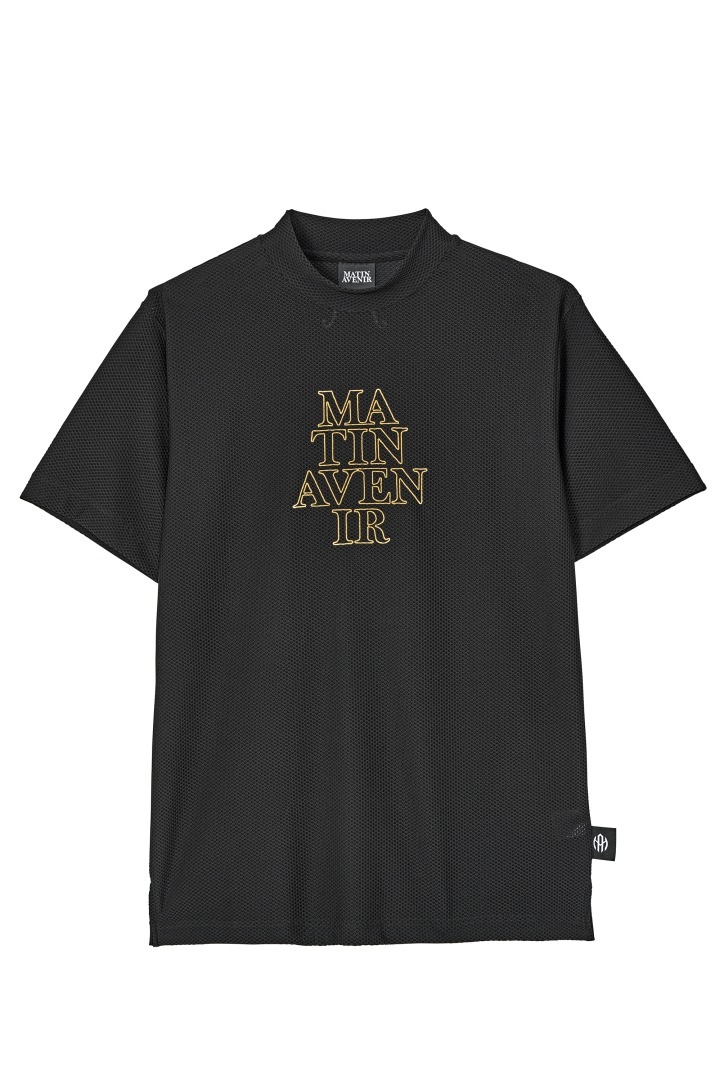 ワッフルメッシュモックネックTシャツ