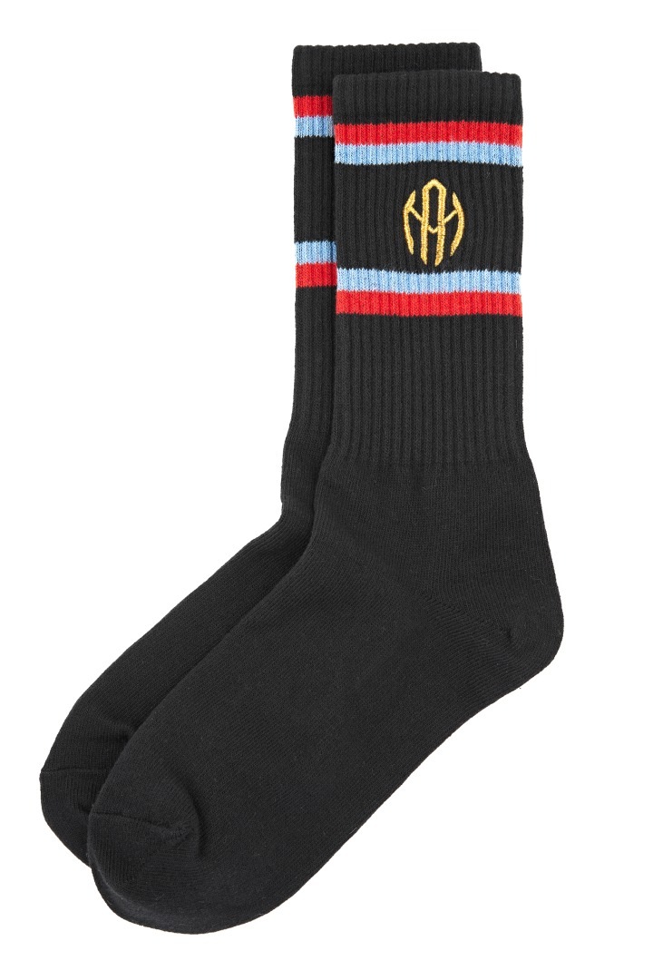 ゴールドエンブロイダリーラインソックス ブラック