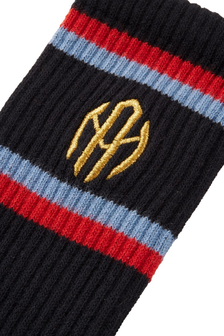 ゴールドエンブロイダリーラインソックス ブラック