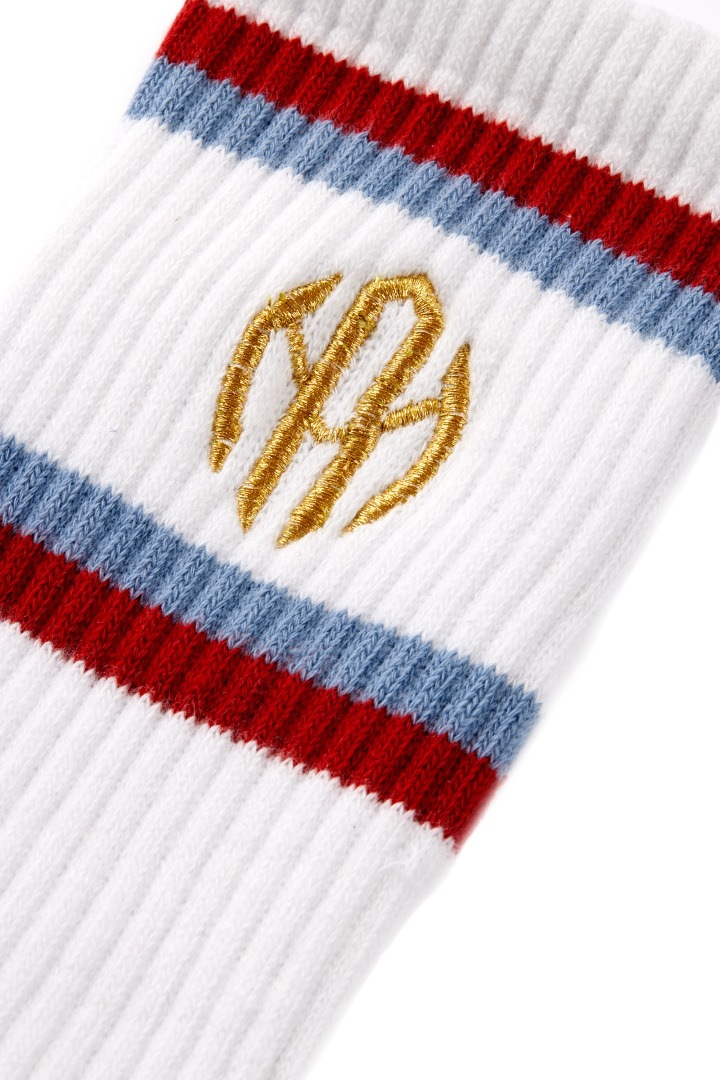 ゴールドエンブロイダリーラインソックス ホワイト