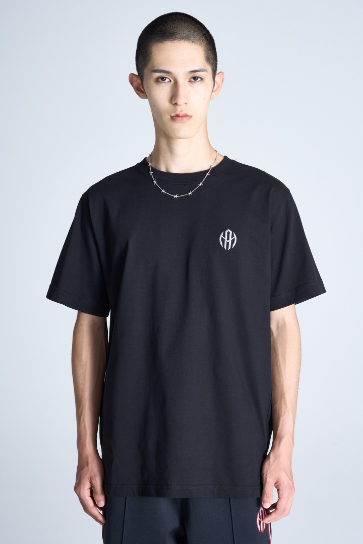 ワンポイントロゴ刺繍Tシャツ ブラックグレー