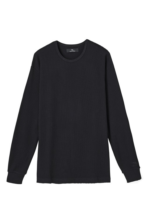 ヘビーワッフルロングTシャツ ブラック