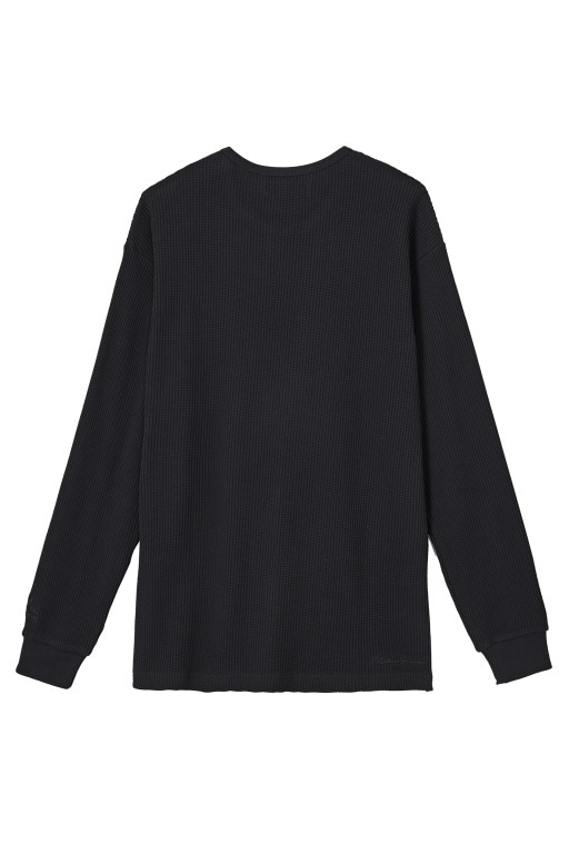 ヘビーワッフルロングTシャツ ブラック