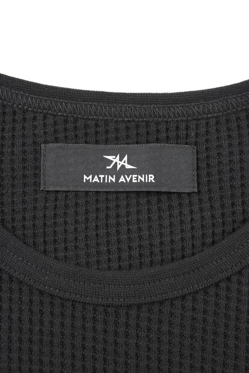 ヘビーワッフルロングTシャツ ブラック