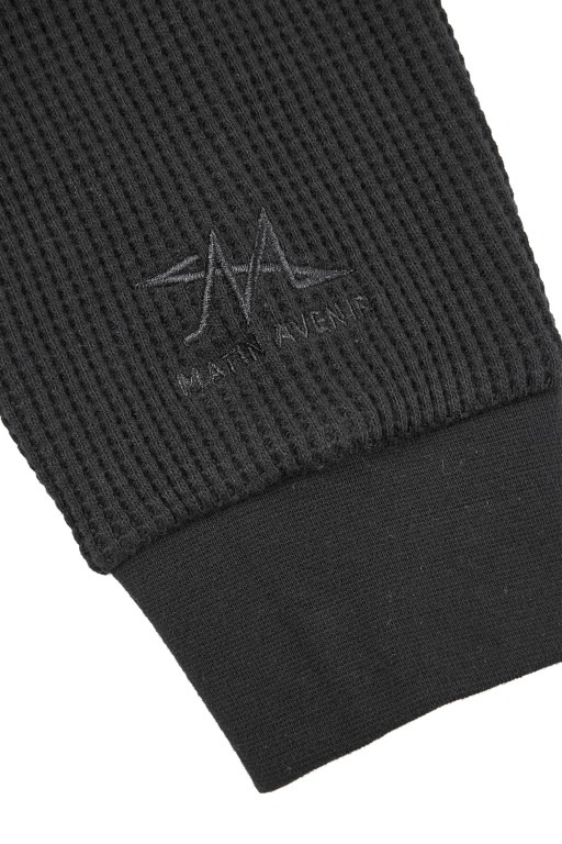 ヘビーワッフルロングTシャツ ブラック