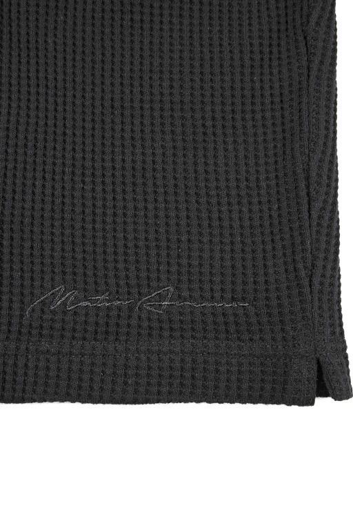 ヘビーワッフルロングTシャツ ブラック