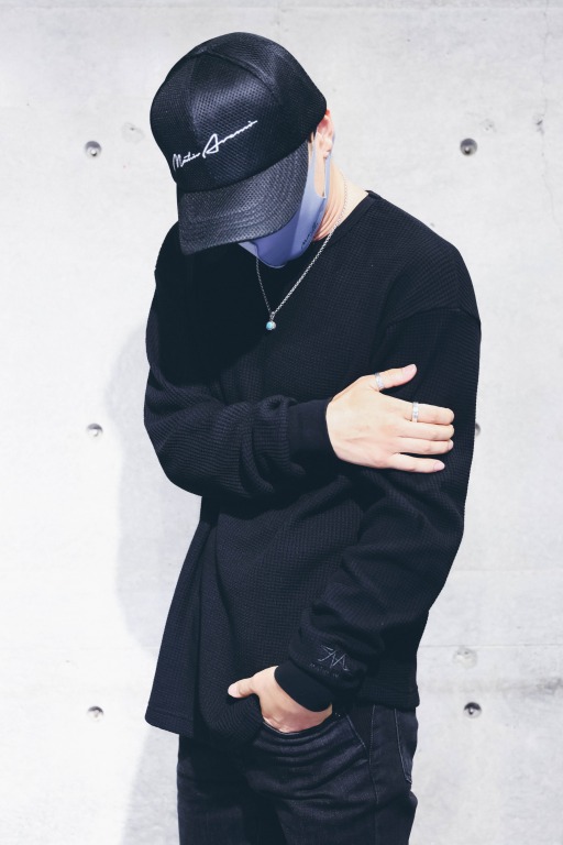 ヘビーワッフルロングTシャツ ブラック