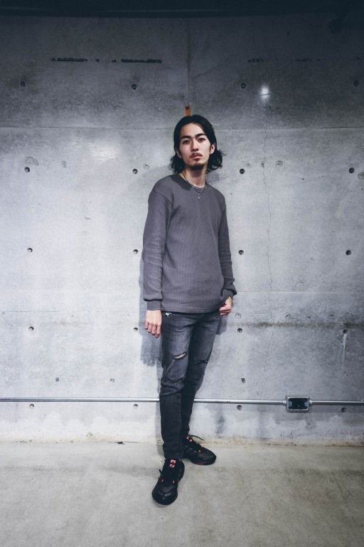 ヘビーワッフルロングTシャツ グレー