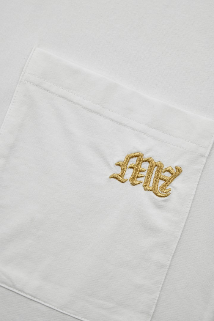 ロゴ刺繍 ポケット Tシャツ ホワイト