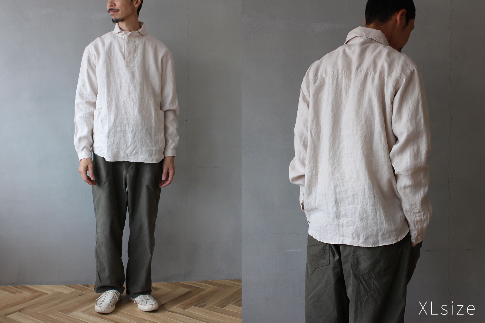 LOLO リネン　プルオーバー　シャツ LOLO 定番プルオーバーリネンシャツ ブラック M/L/XL | zuiun