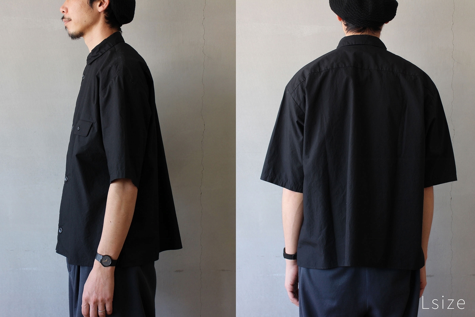 【美品】MARK&LONA 半袖シャツ　48(L)ブラック MARK&LONA 【新品】マークアンドロナ 半袖ポロシャツ 黒×マルチ ドット