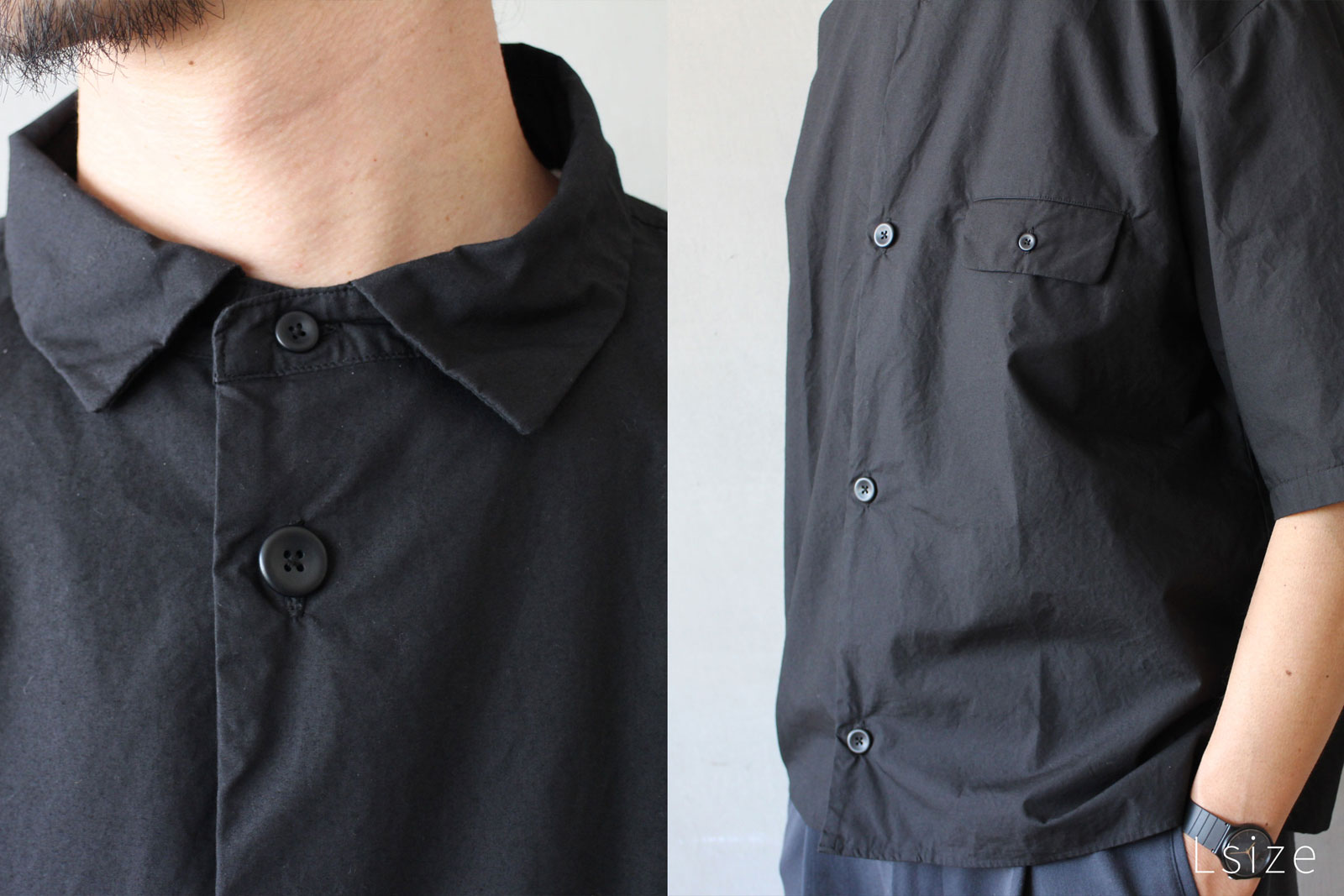 LOLO ステッチなし半袖シャツ ブラック M/L/XL | zuiun onlineshop