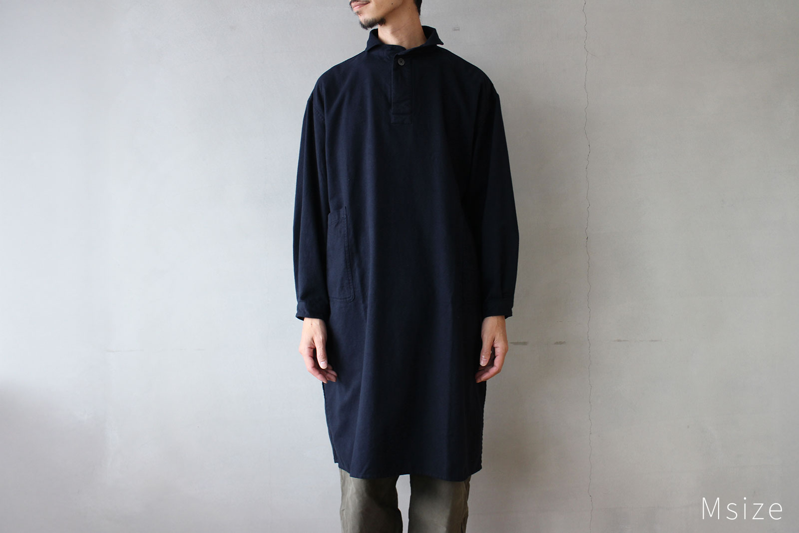 LOLO LIKE 定番プルオーバー型ビッグシャツワンピース M/L ネイビー