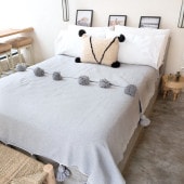 ポンポンブランケット-シンプル≪ライトグレー≫ | Pompom Blanket