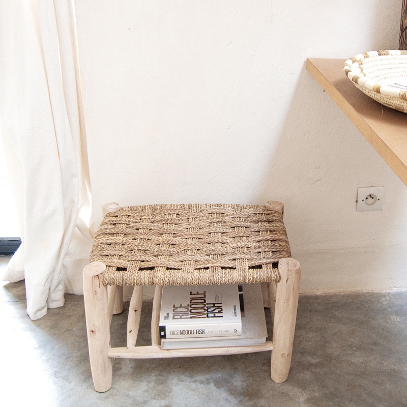 【予約終了】オレンジツリー・ナチュラルスツール 格子柄ベンチ 棚付きタイプ Interior インテリア,Stools