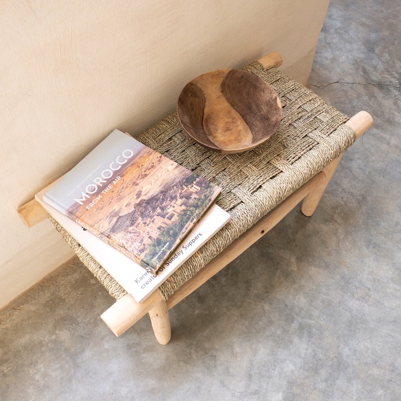 【予約終了】オレンジツリー・ナチュラルスツール 格子柄ベンチ Lサイズ Interior インテリア,Stools